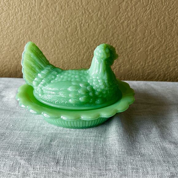 Vintage Mosser Glass Jadeite Covered Hen on Nest – USA Made - Picture 4 of 6